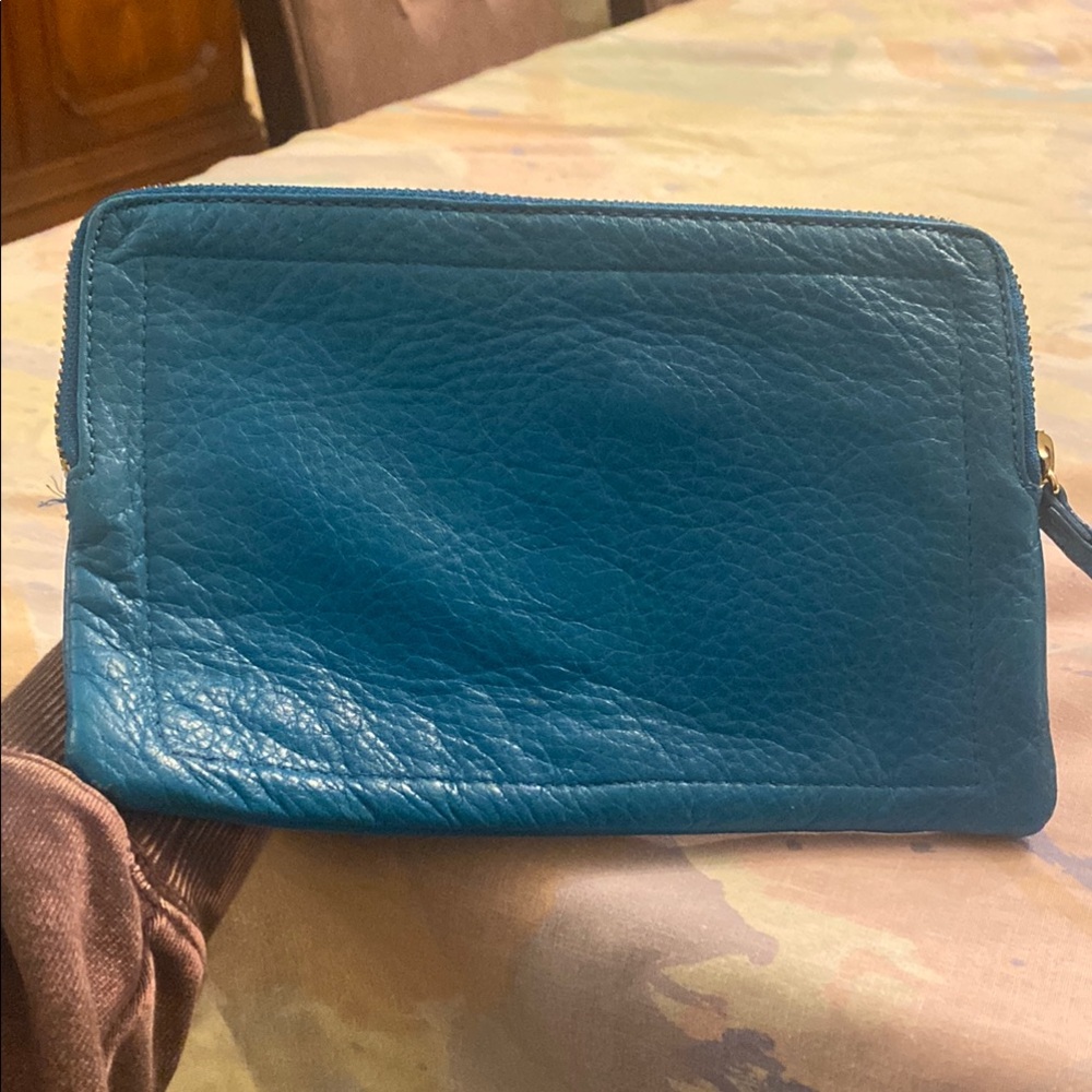 Blue Leather Clutch
